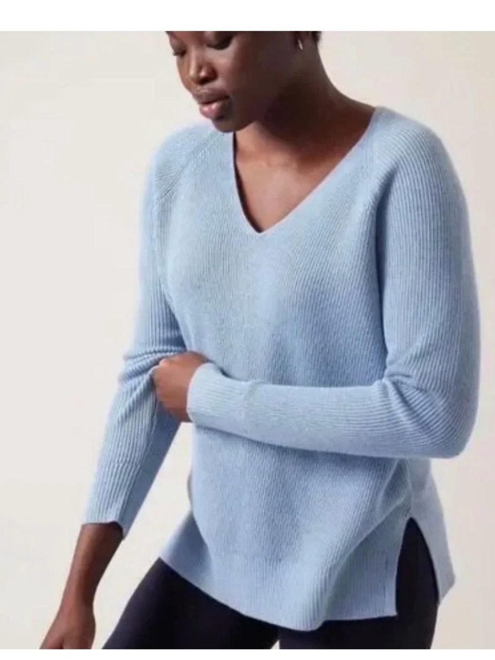 Light Blue Athleta V-Neck Women's Sweater